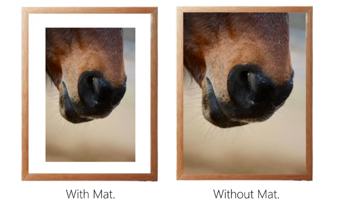 One Frame, Two Designs: With White Mat, Without Mat.