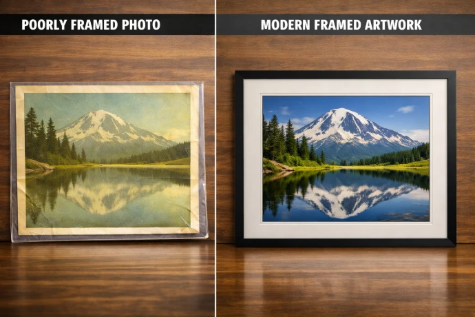Poorly Framed Artwork, Professionally Framed Artwork.